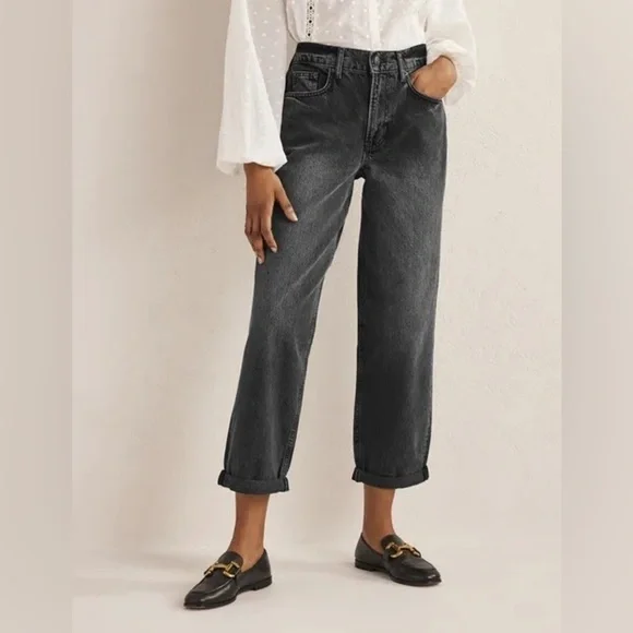 Boden High Rise Boyfriend Jeans in Washed Black NWT Sz 27 Jeans